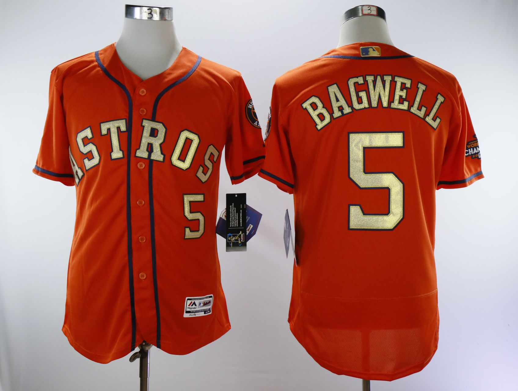 Men Houston Astros 5 Bagwell Oragne Champion MLB Jerseys